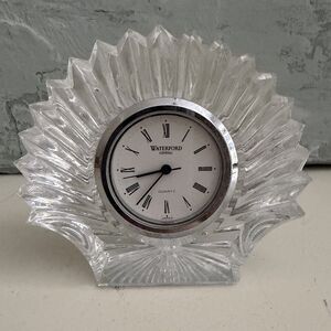 Waterford Crystal Shell Desk Clock 3"×3" Art Deco Art Nouveau Style